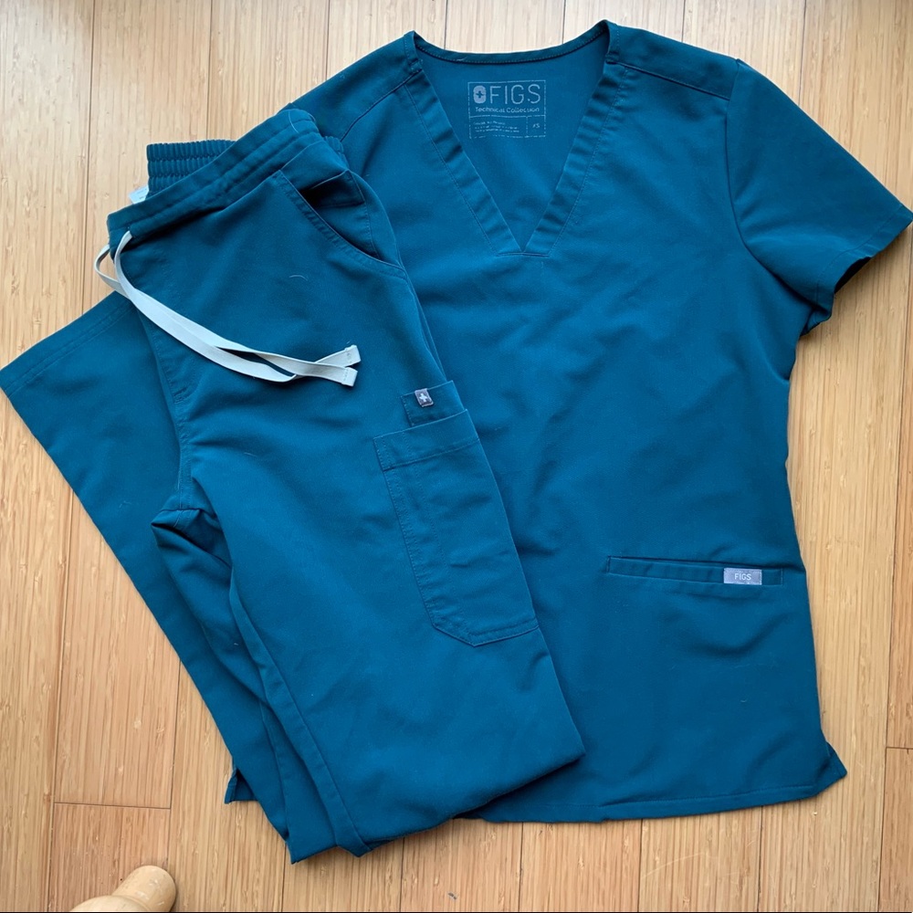 Figs Caribbean blue set (XS top, ST bottom)